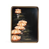 Flora Hand Painted Tray- Black, small