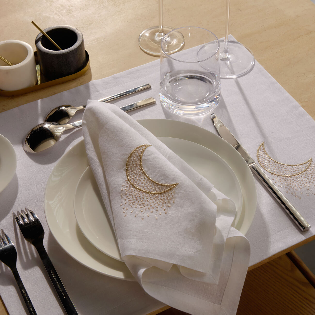 catherine denoual fairy moon napkin white