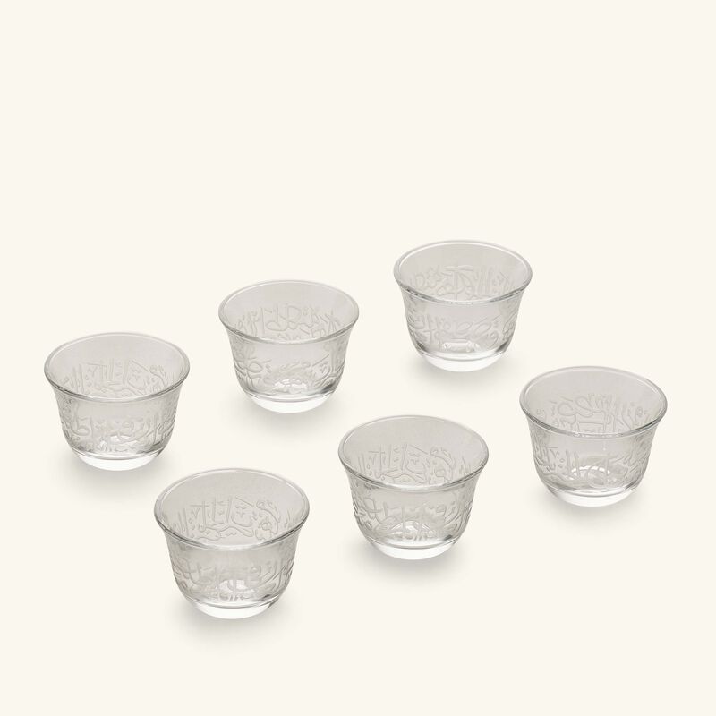 dimlaj thuluth arabic coffee cup clear set of 6