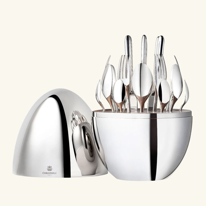 christofle mood 24 piece flatware set silver plated