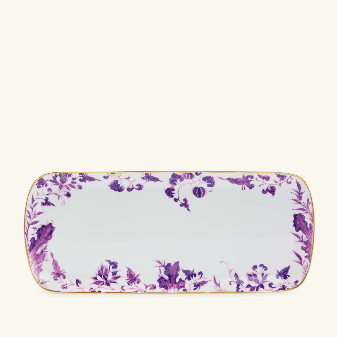 bernardaud prunus cake platter rectangular purple 38cm