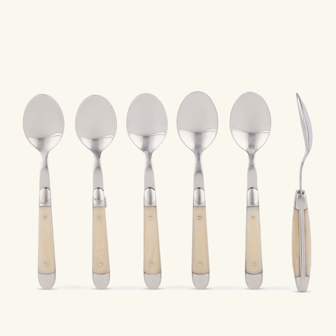 forge de laguiole acrylic handle coffee spoon silver set of 6