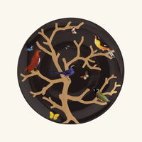 bernardaud aux oiseaux soup plate round black 36cm