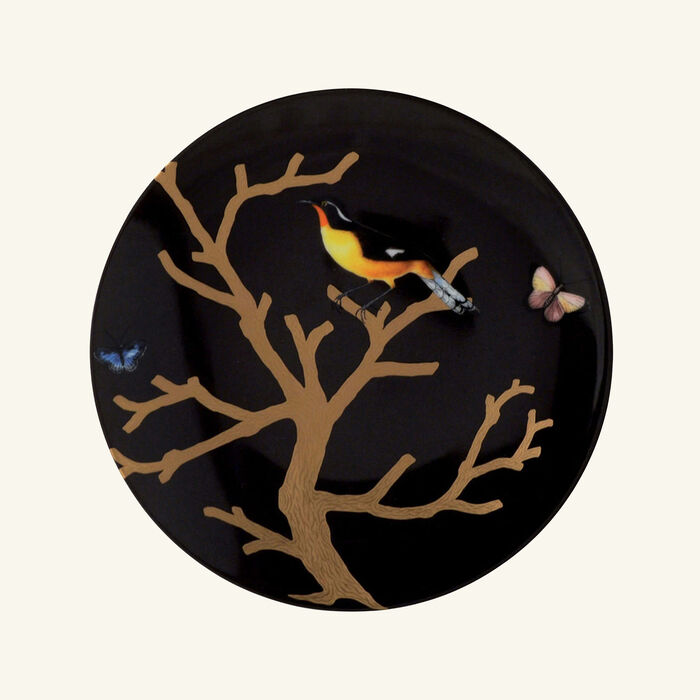 bernardaud aux oiseaux dinner plate round black 21cm set of 4