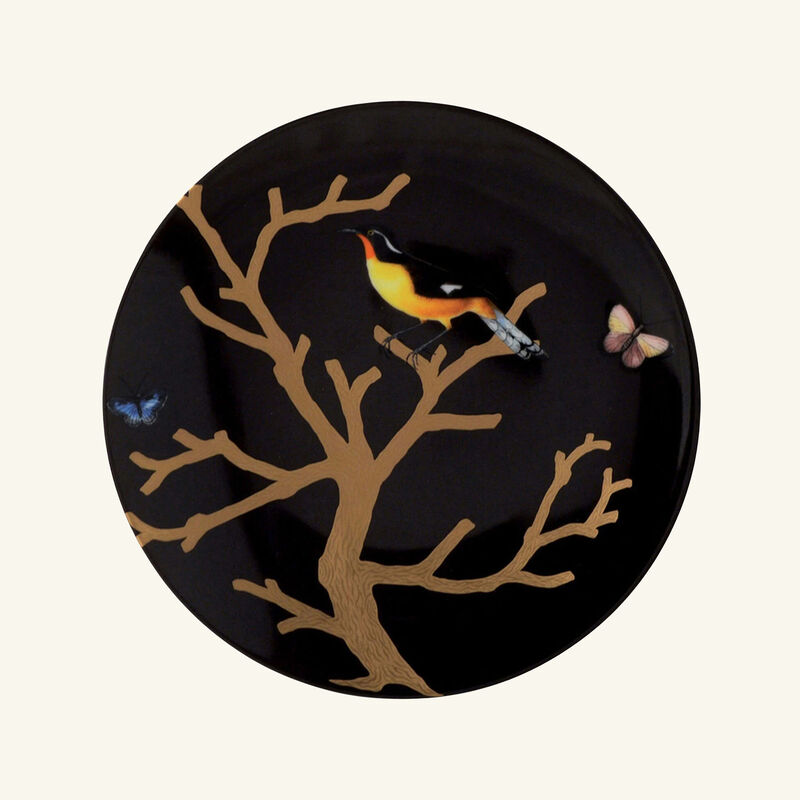 bernardaud aux oiseaux dinner plate round black 21cm set of 4