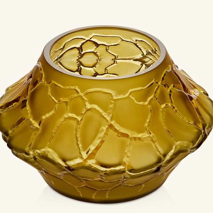 lalique terramineral caldera vase votive round mini yellow
