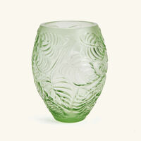 lalique feuilles vase small green
