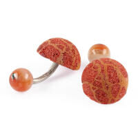 Cufflinks Coral Cornelian Silver. With Box, small