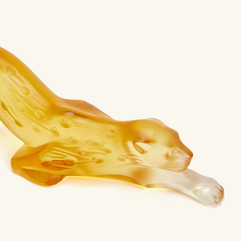 lalique zeila panther sculpture small yellow