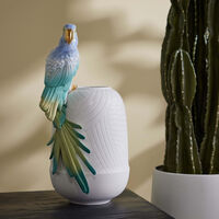 lladro macaw bird vase small white