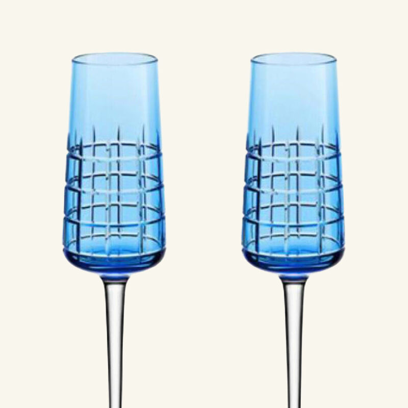 Graphik Champagne Glass Set Of 2 Blue christofle graphik champagne glass set of 2 blue