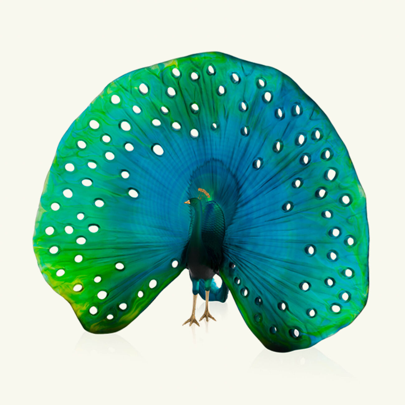 daum peacock parade sculpture large blue