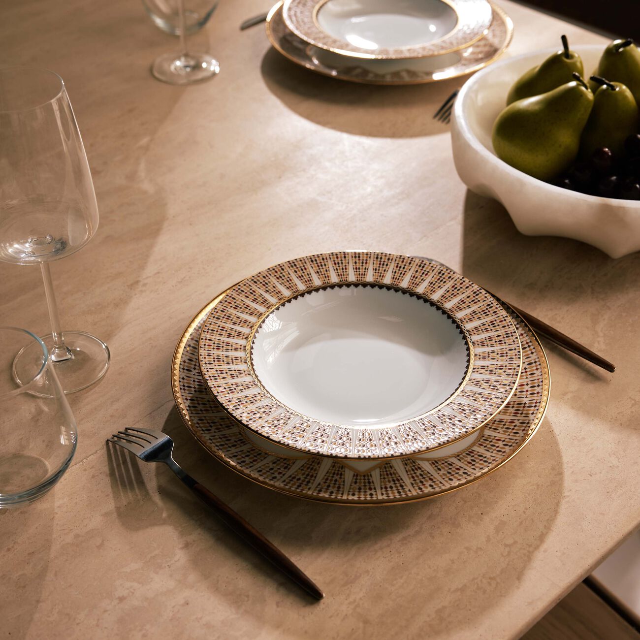 haviland cavalier royal dinner plate round gold 28cm set of 2