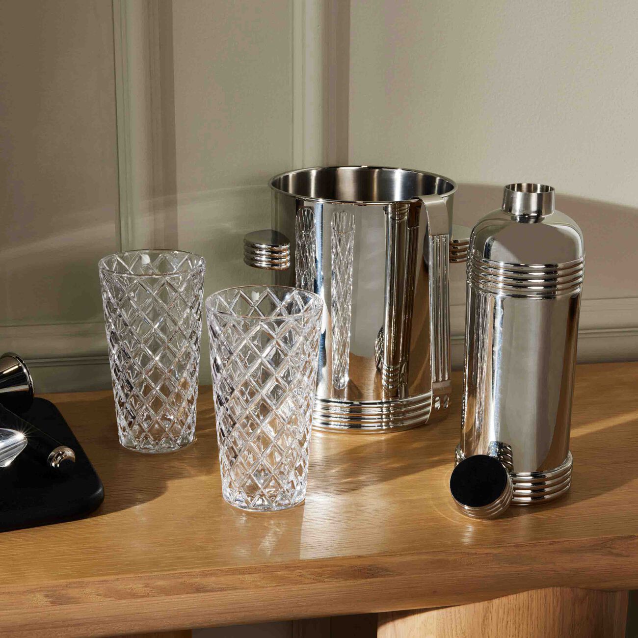 ralph lauren home thorpe ice bucket with tongs silver