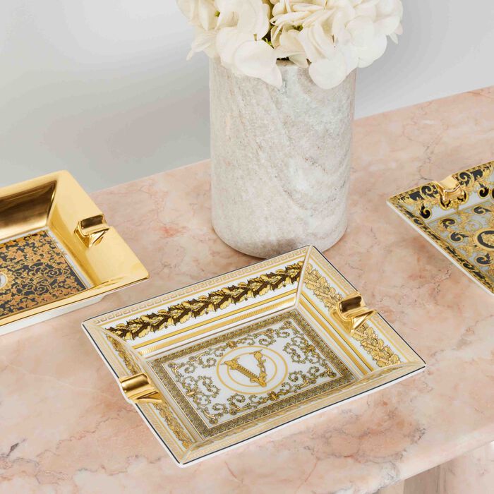 versace virtus gala ashtray rectangular small white