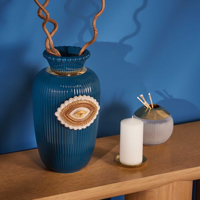 lladro lover s eyes vase medium blue