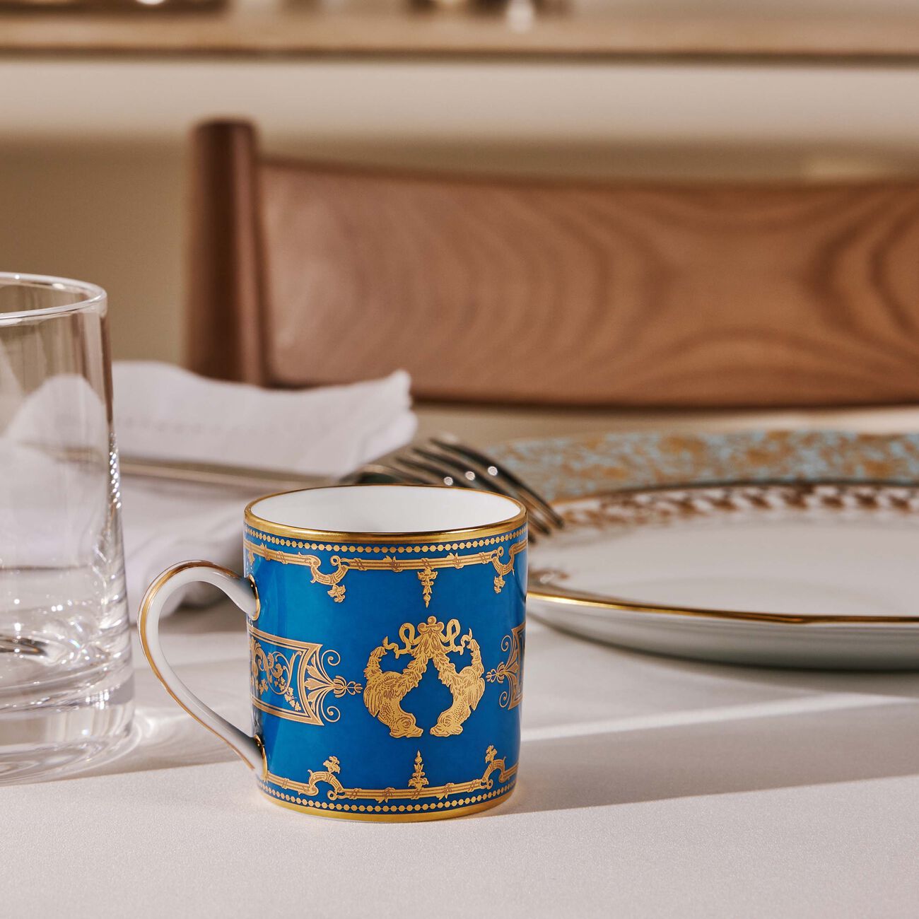 bernardaud aux rois coffee cup   saucer blue