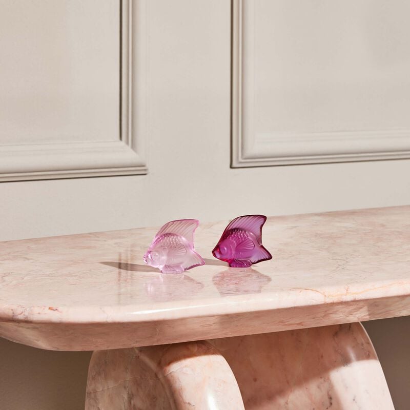lalique fish figurine small pink