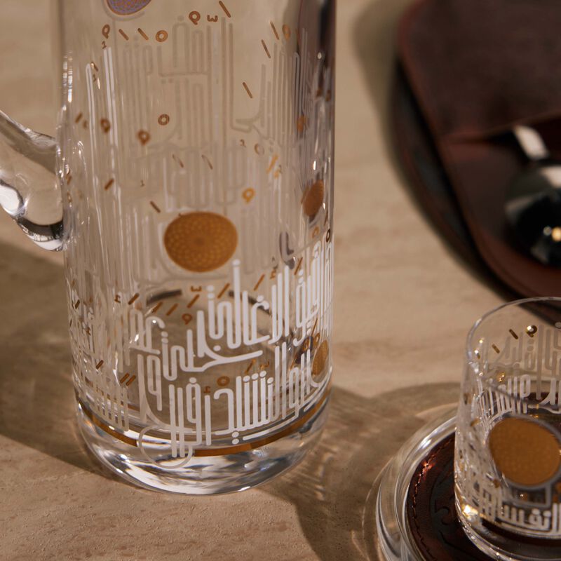 dimlaj hayat drinking glass and jug gold set of 7