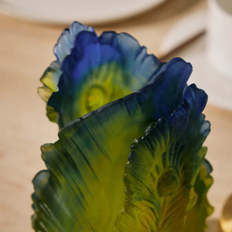 Fleur de Paon Exotique Vase Small Green Limited Edition daum fleur de paon exotique vase small green limited edition