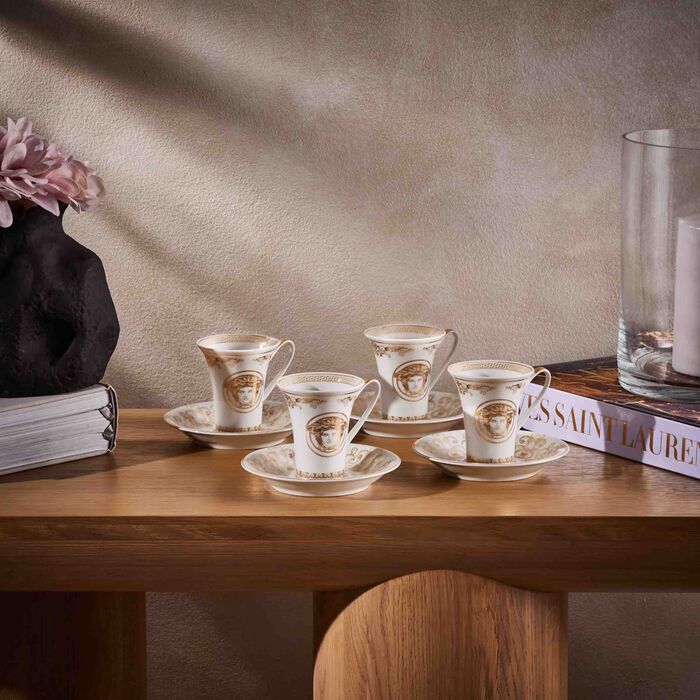 versace medusa gala coffee cup saucer gold set of 6