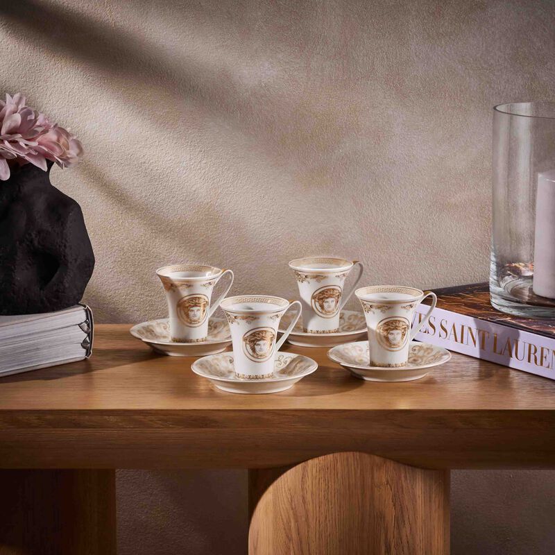 versace medusa gala coffee cup saucer gold set of 6
