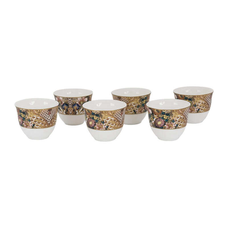 Golden Flowers Arabic Cups - Luxury Box Set Of 6, large