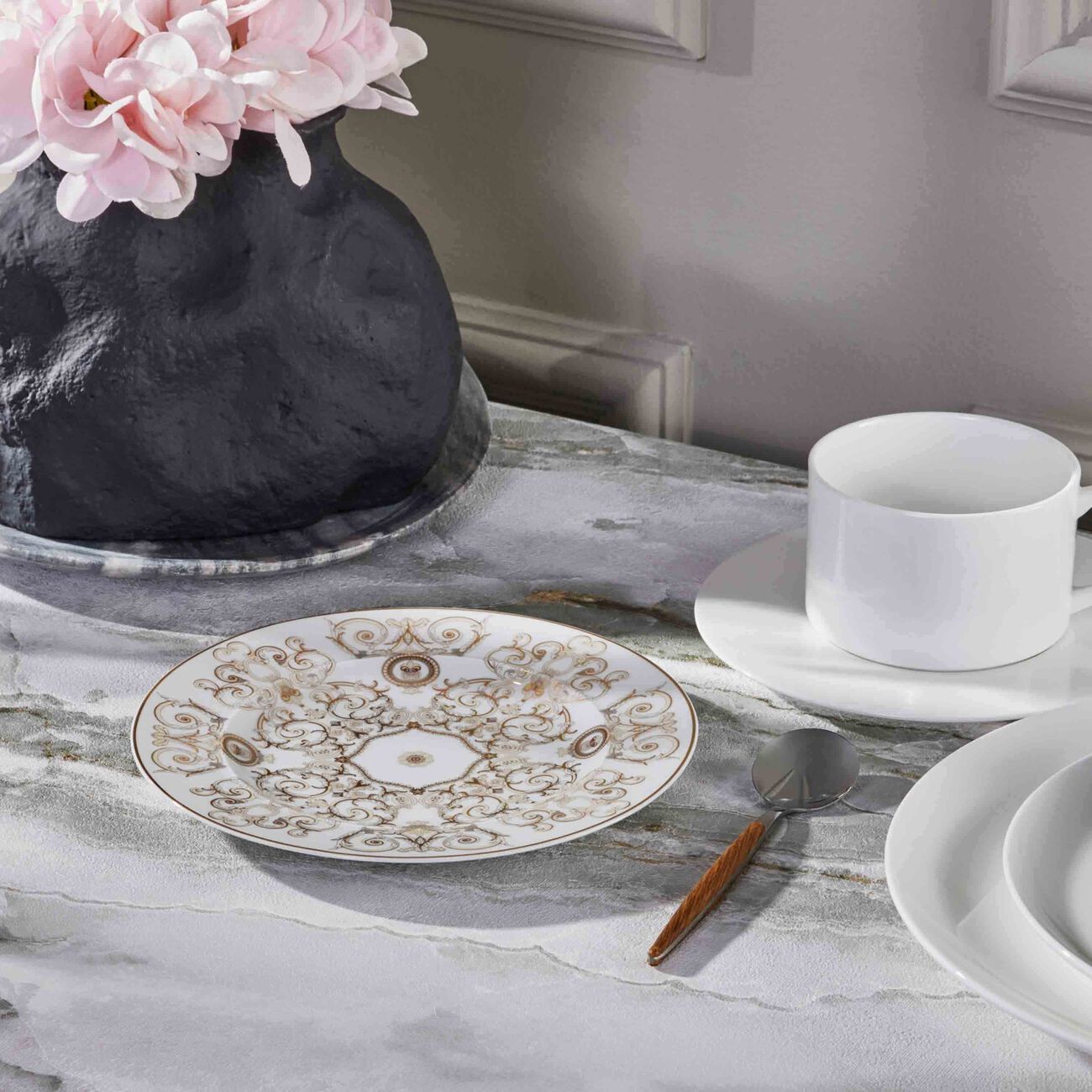 versace medusa gala dinner plate round white 18cm