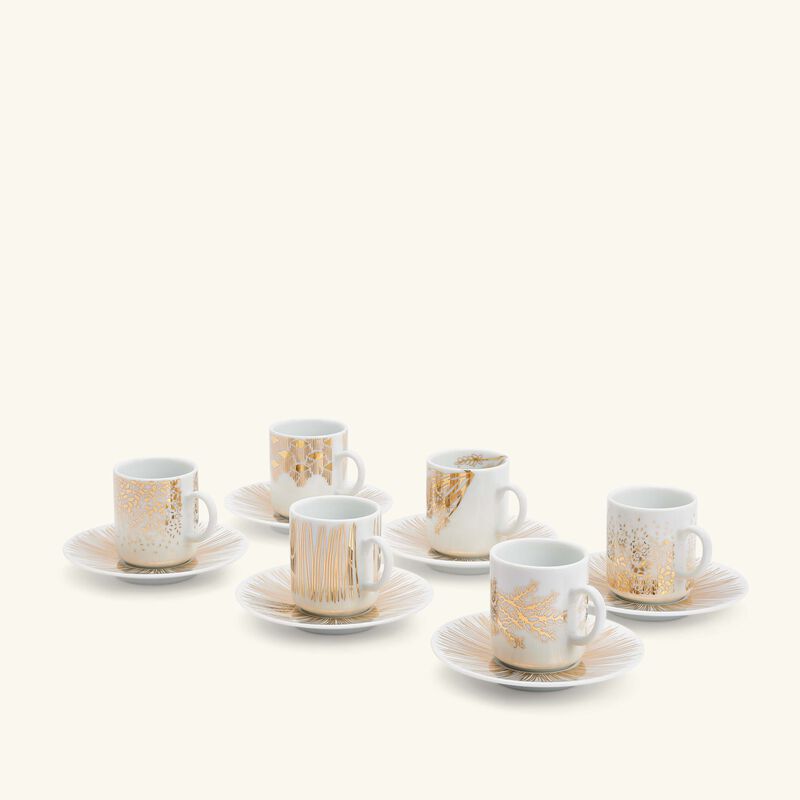 Tamrah by Razan Alazzouni Coffee Cup & Saucer Gold Set of 6 silsal tamrah by razan alazzouni coffee cup saucer gold set of 6