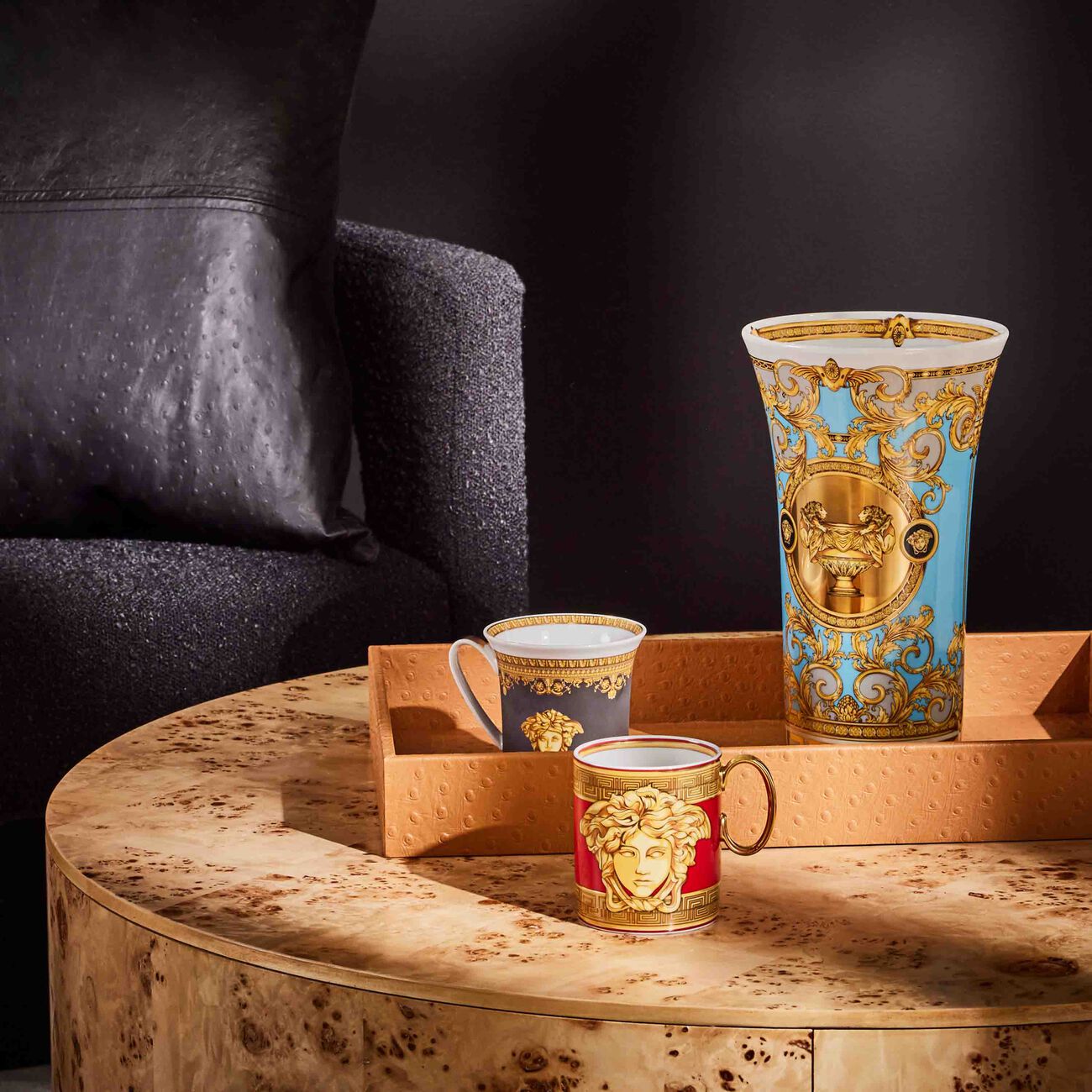 versace golden coin mug red