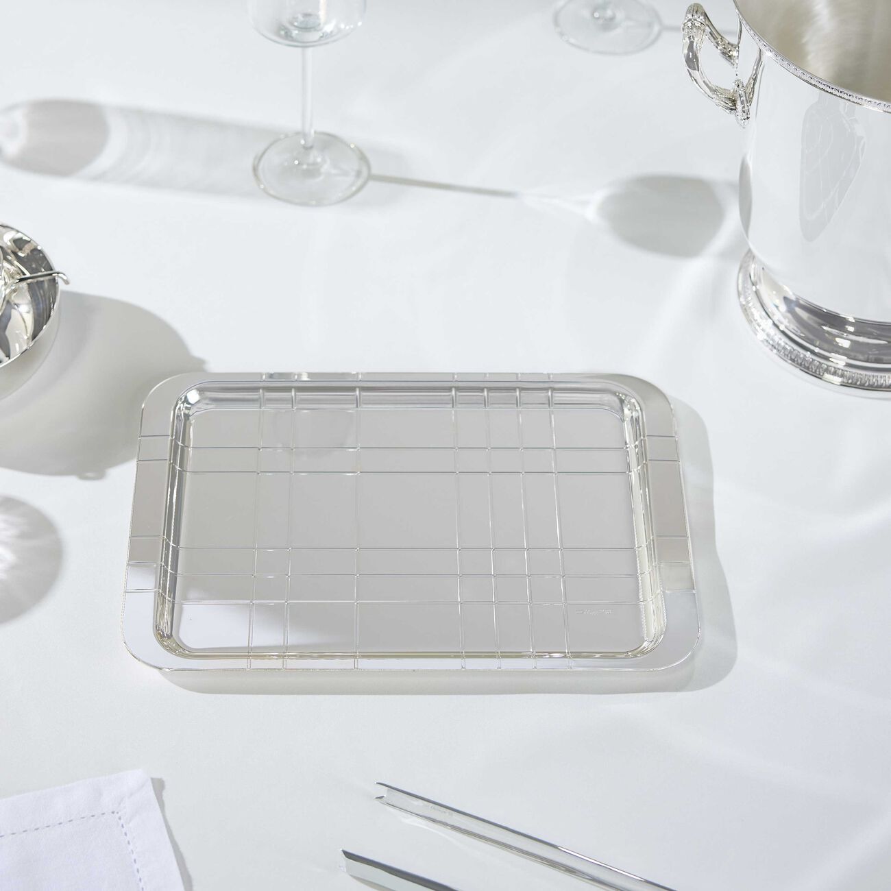christofle graphik serving tray rectangular medium silver