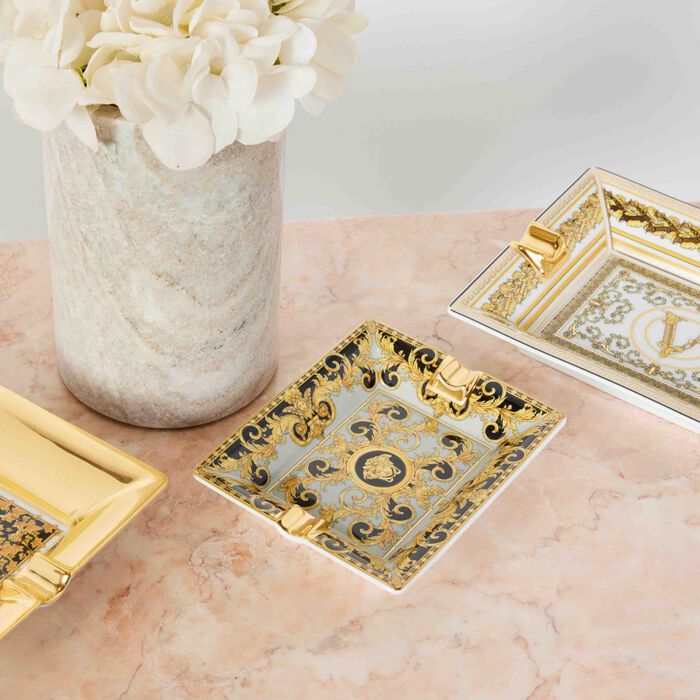 versace prestige gala ashtray rectangular small grey