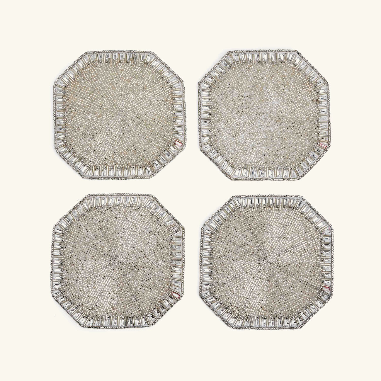 kim seybert louxor coaster silver set of 4