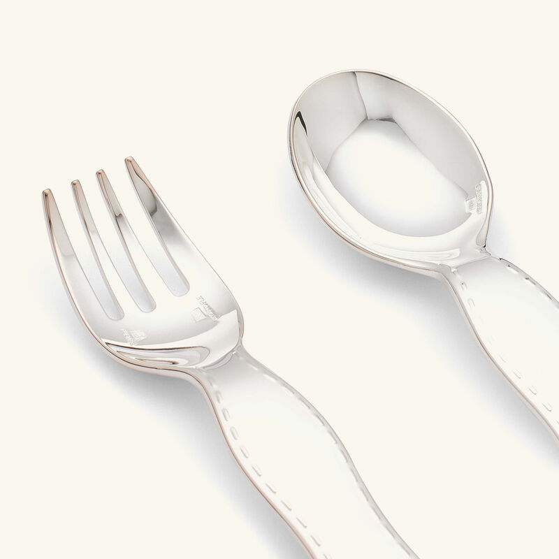 christofle charlie bear two piece baby flatware set silver