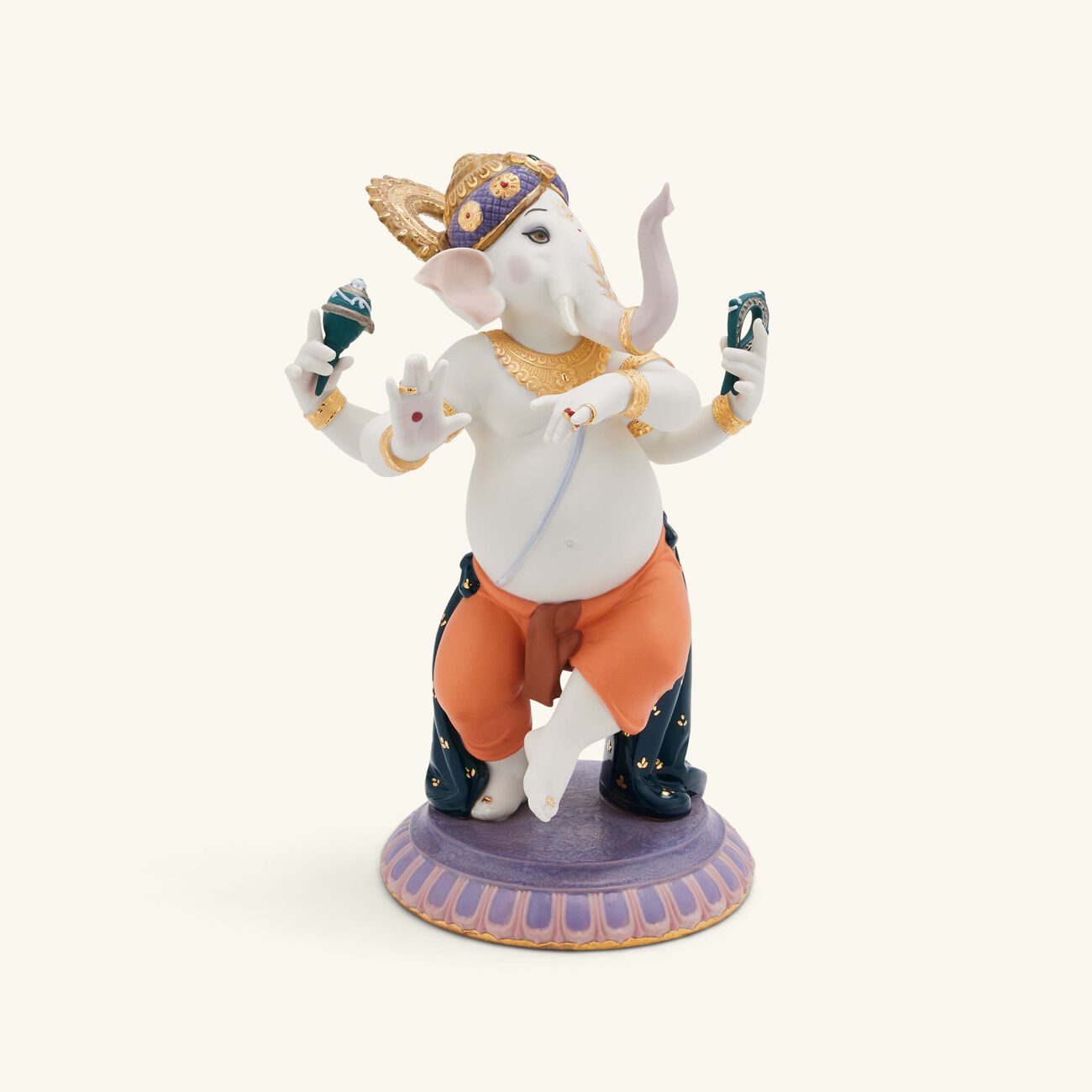 lladro dancing ganesha sculpture medium white