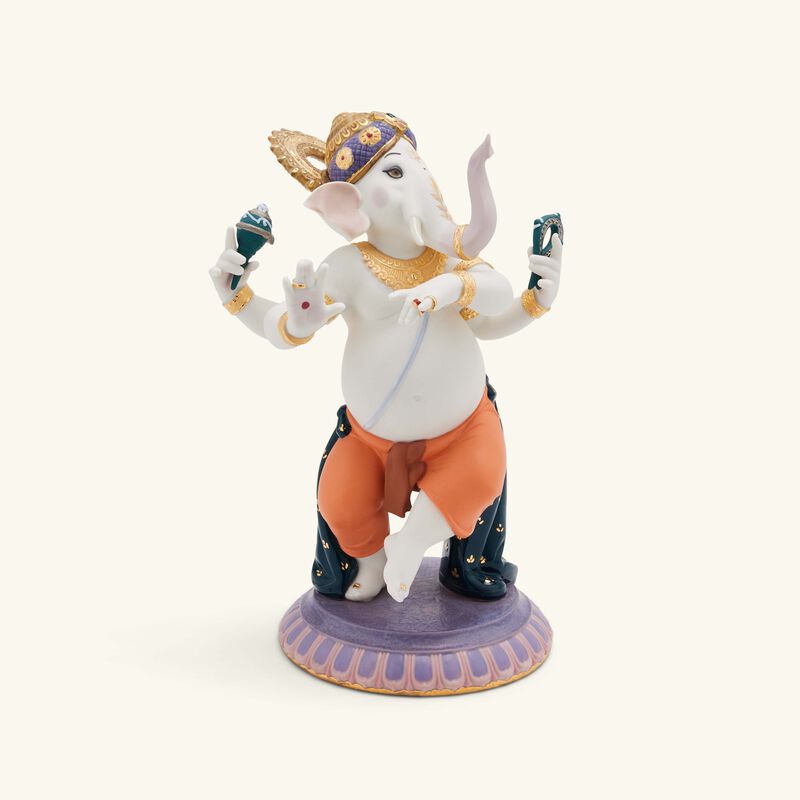 lladro dancing ganesha sculpture medium white