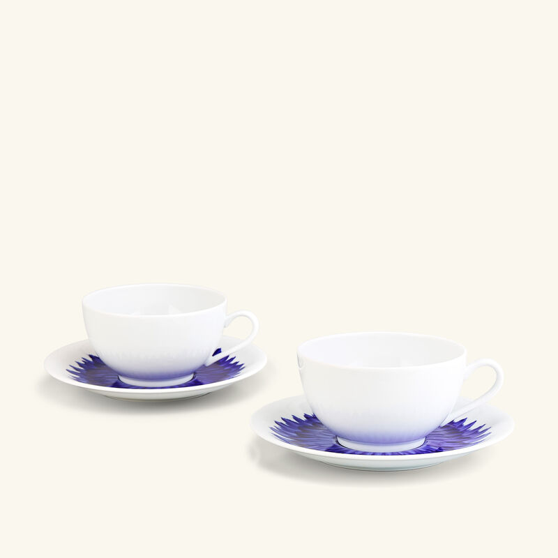 bernardaud in bloom coffee cup   saucer blue set of 2