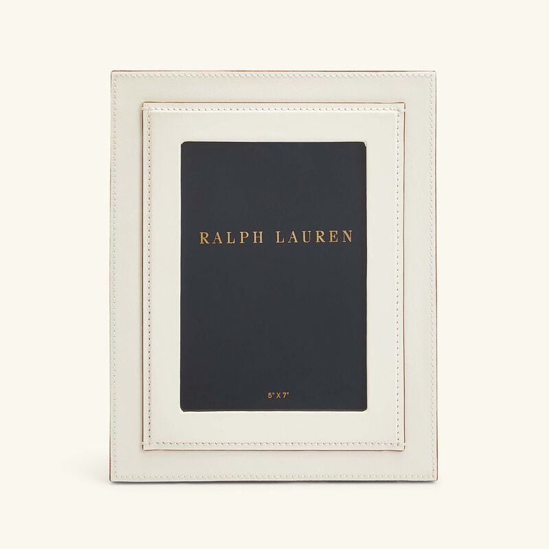 ralph lauren home brennan leather frame white 13x18cm