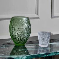 lalique feuilles vase small green