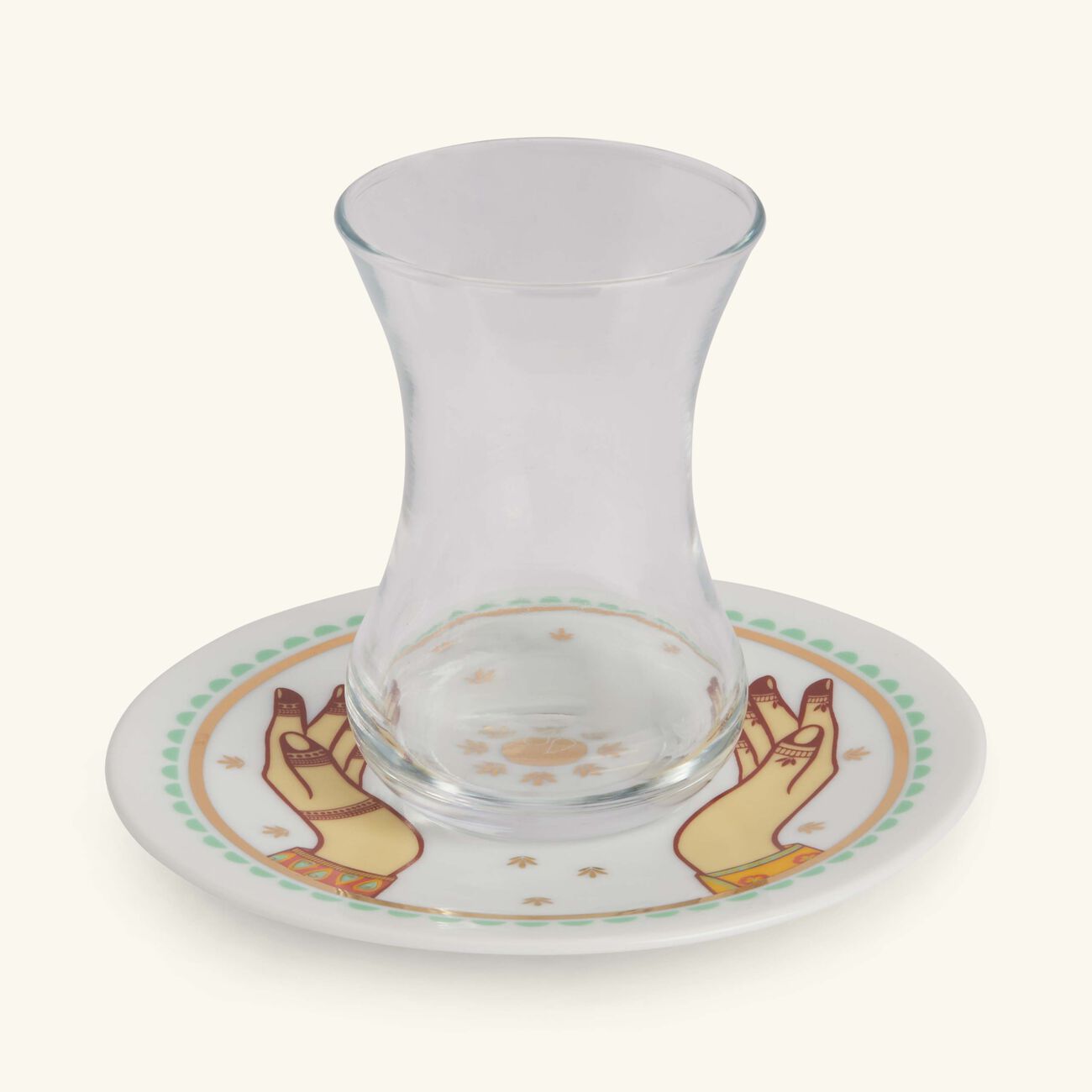 صلصال طقم حصة المؤلف من 6 فناجين شفافة للشاي مع صحونها