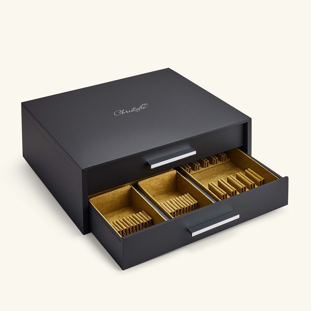 christofle storage chest with 2 drawers black