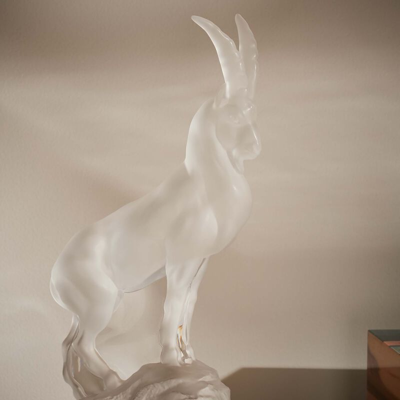 lalique terramineral ibex figurine medium clear