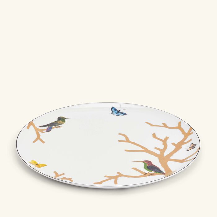 bernardaud aux oiseaux serving platter round gold 32cm