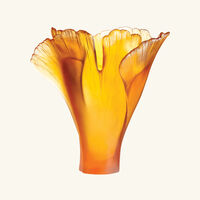 daum ginkgo vase medium yellow