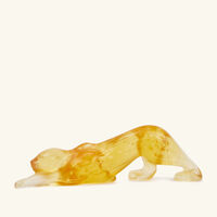 lalique zeila panther sculpture small yellow