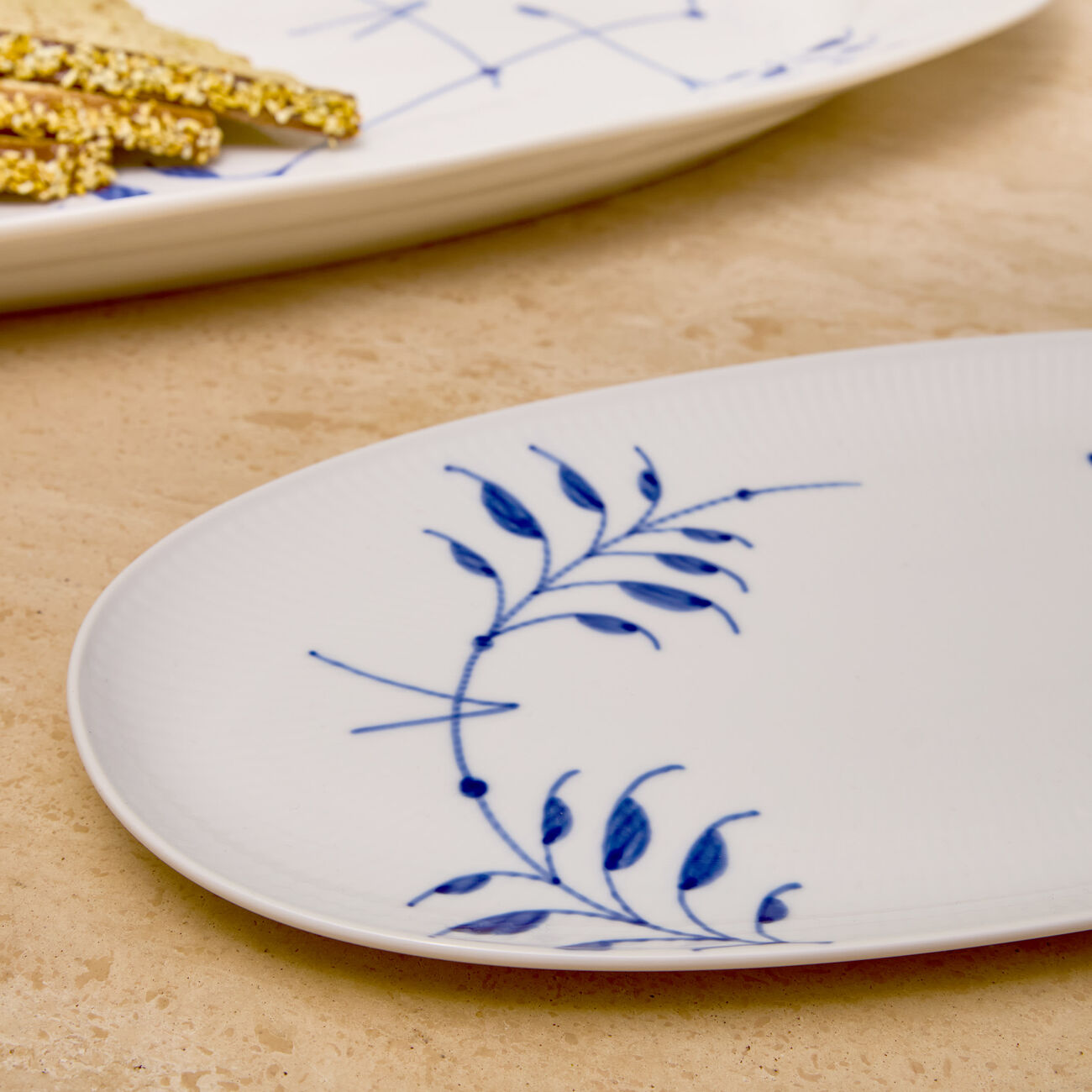 royal copenhagen blue fluted mega serving plate oval white 37cm