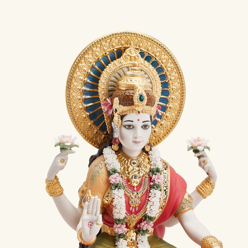 lladro goddess lakshmi sculpture large red