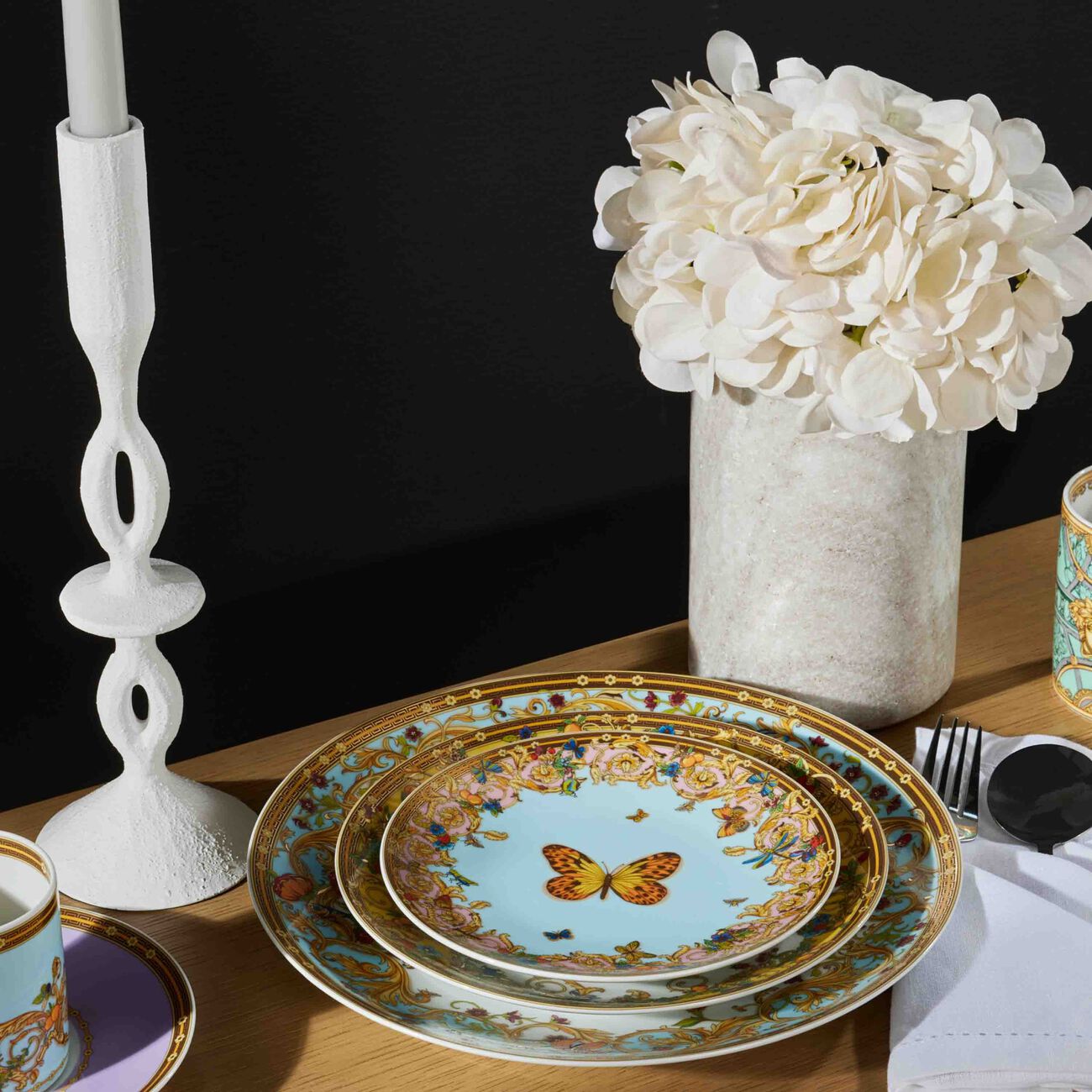 le jardin de versace bread butter plate round blue 16cm