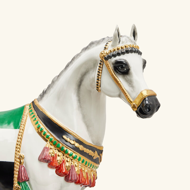 villari al rammah uae flag arabic horse sculpture white