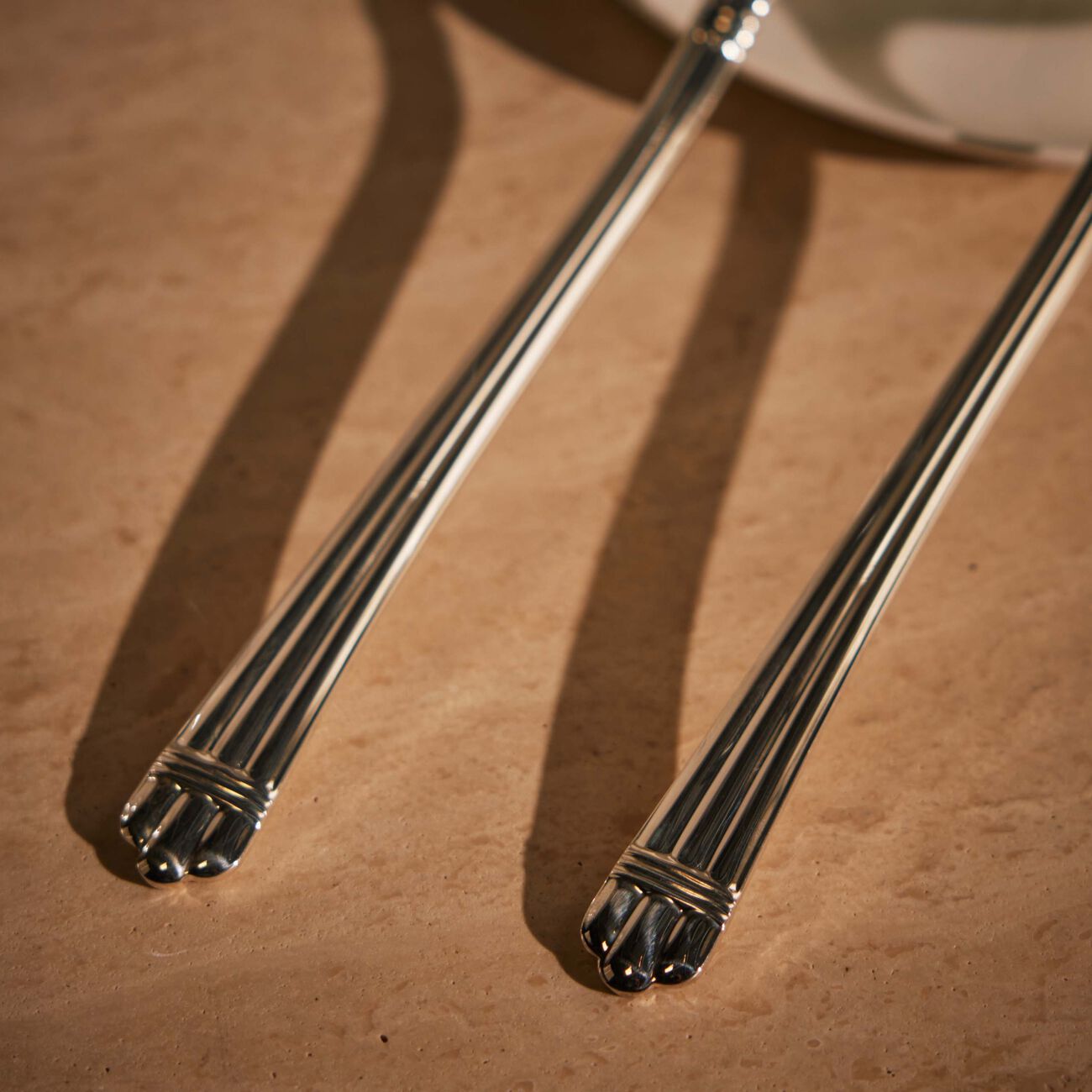 christofle aria salad serving spoon silver plated